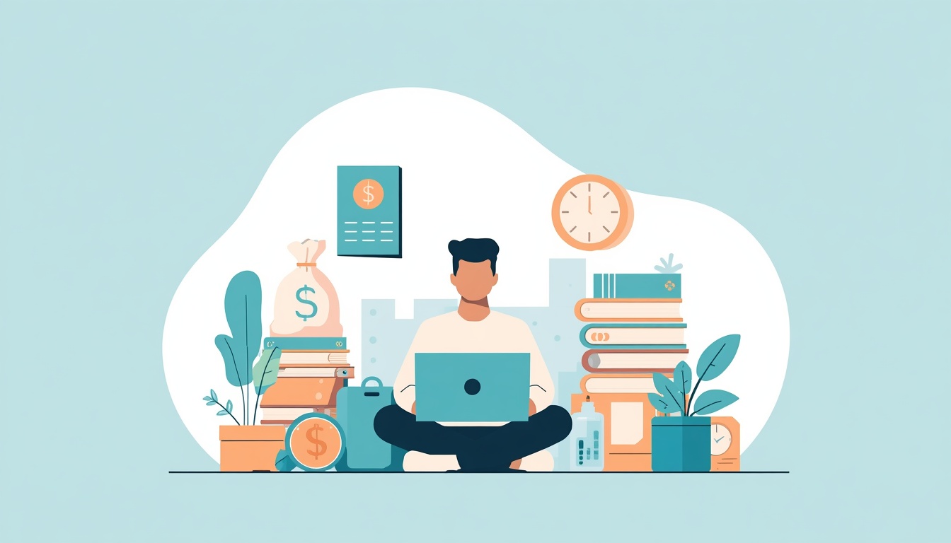 Pessoa utilizando notebook para organizar finanças pessoais, controlar gastos e planejar o orçamento mensal.